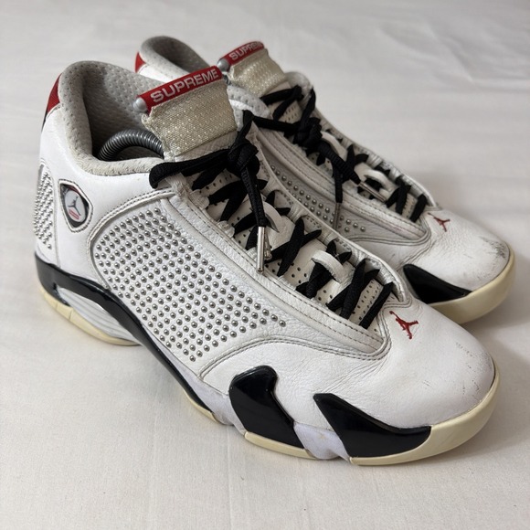 Men's Shoe‎ Size 9 Rare Supreme x Air Jordan 14 Retro White Studded Shoes Nike